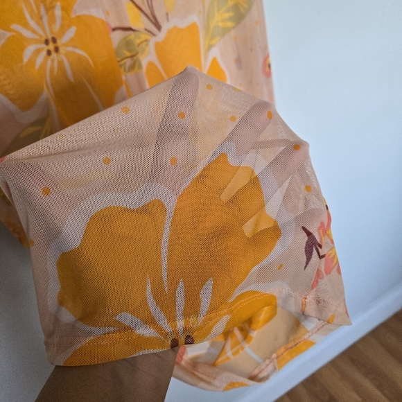 Shore Life Sheer Mesh Floral Coverup Pants Women's 1X Retro Tropical Hawaiian - Picture 6 of 13